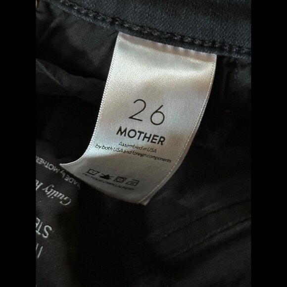 Mother Jeans 26 Womens Black Insider Crop Step Fray Side Stripe Denim Stretch - Picture 9 of 12